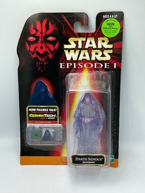 1999 Star Wars Episode 1 Darth Sidious Holograph Action Figure Hasbro CommTech